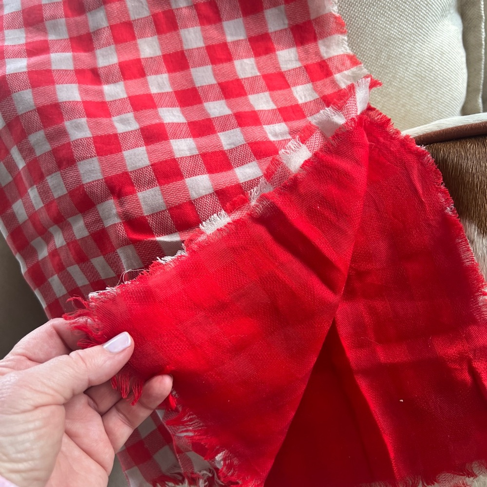 Louis Vuitton Red Checkered Scarf - Picture 12 of 12